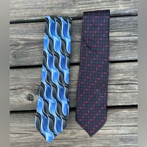 COVINGTON SILK NECKTIE SET OF 2 BOLD GEOMETRIC DESIGNS